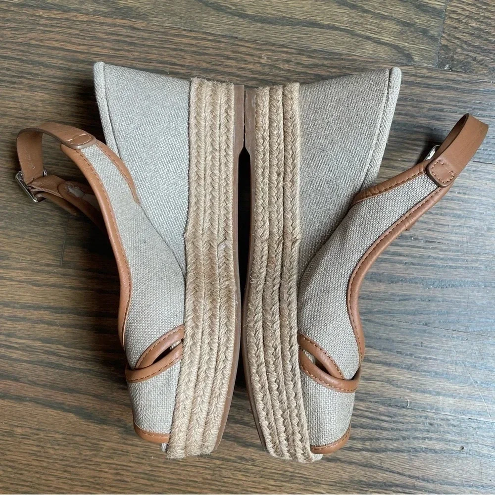 Tory Burch Majorca Peep-Toe Wedge, Royal Tan 36